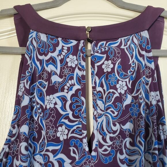 Magnolia Grace Sleeveless Retro Blue Purple Floral Paisley Jumpsuit, Size Small - Picture 8 of 8